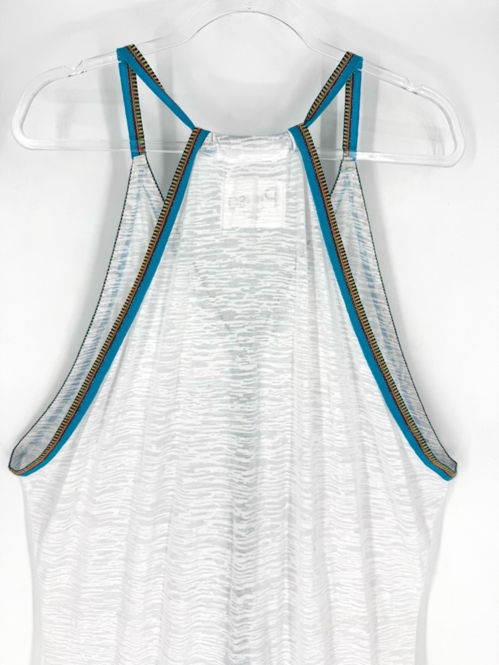 Pitusa Inca Sundress White Sheer Cover-Up Maxi with Teal Trim Fits Size 6-12 - Picture 9 of 11
